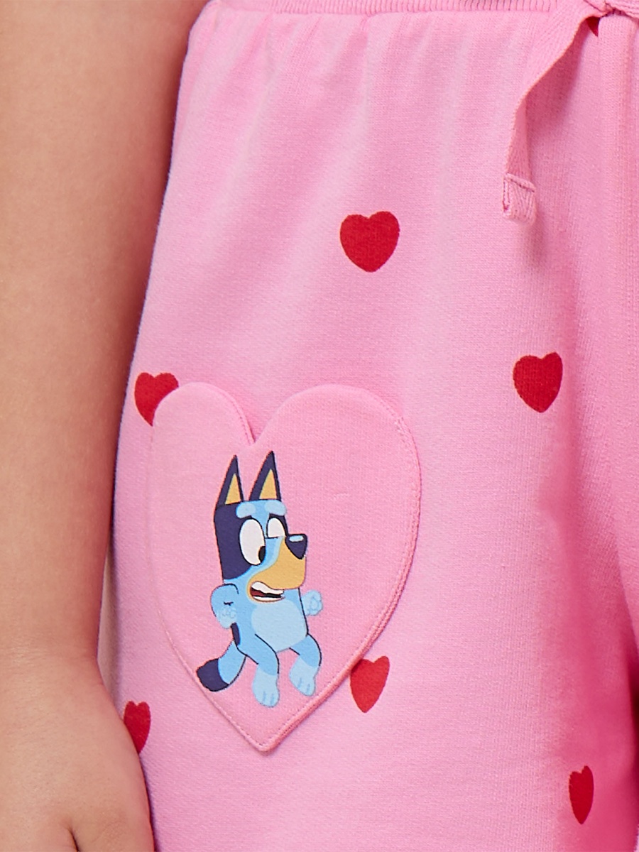 Elasticated Drawstring Waist Shorts with Heart Print