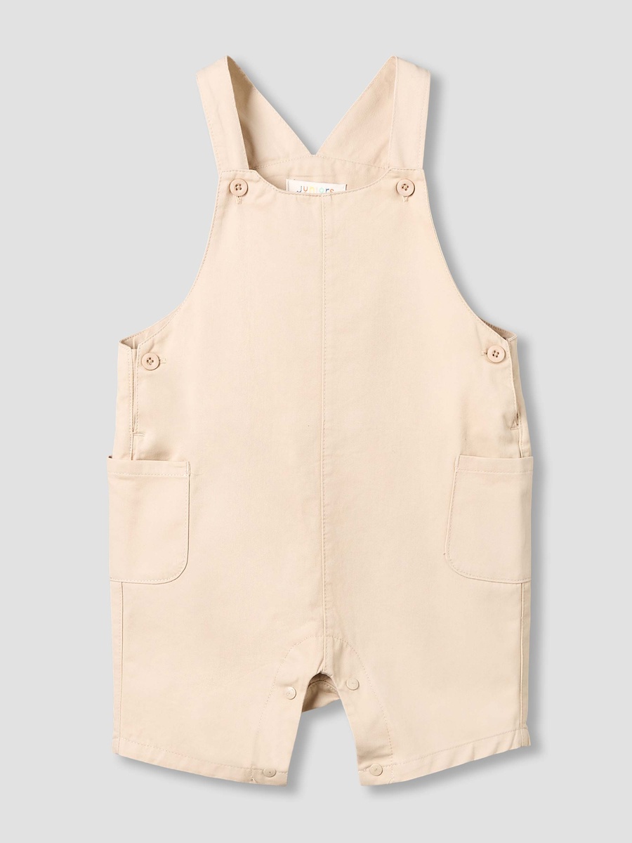 Crew Neck Short Sleeves T-Shirt and Dungaree Set with Pockets