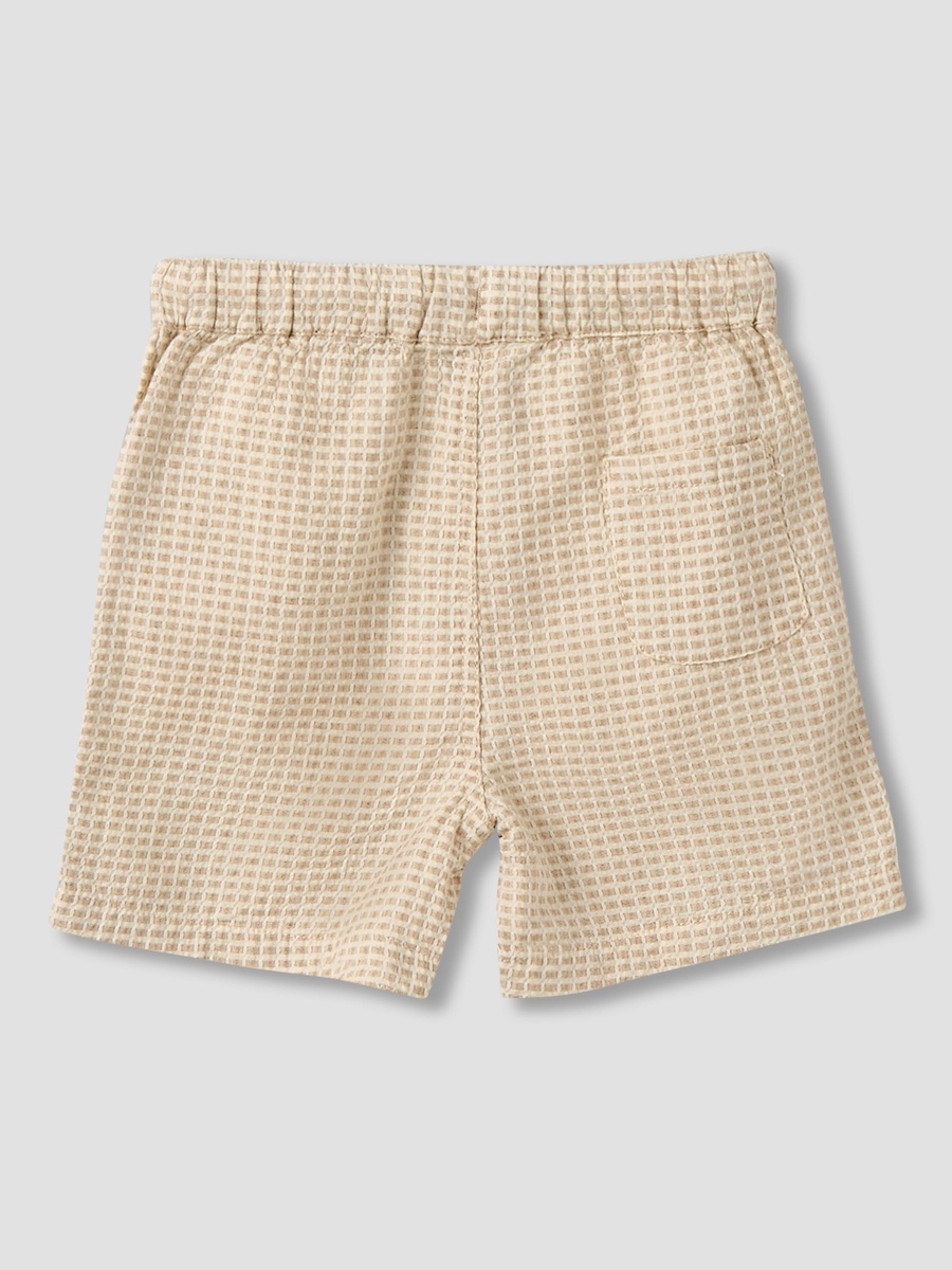 Collared Short Sleeve Shirt and Shorts Set with Waffle Texture