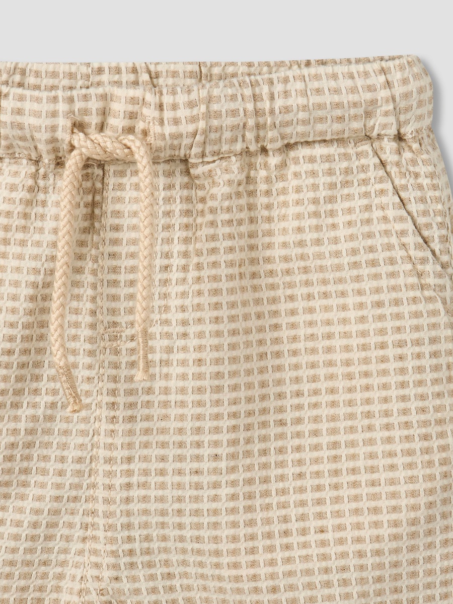 Collared Short Sleeve Shirt and Shorts Set with Waffle Texture