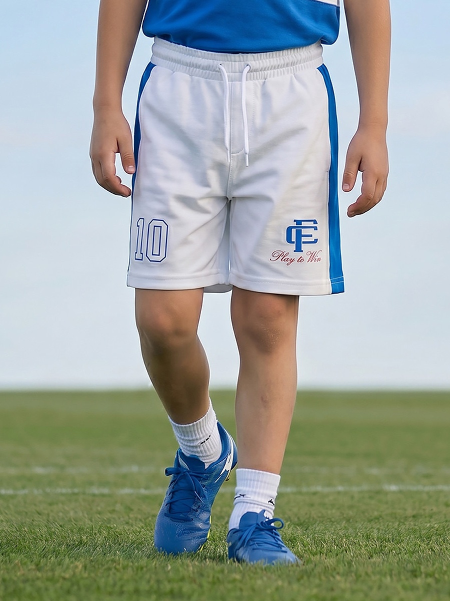 Collared Short Sleeves T-Shirt and Shorts Set with France Football Print