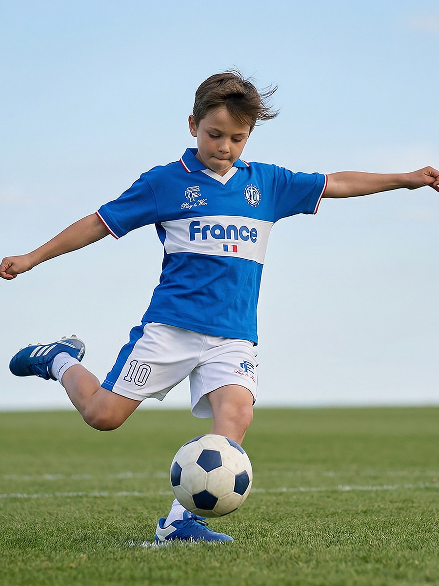 Collared Short Sleeves T-Shirt and Shorts Set with France Football Print