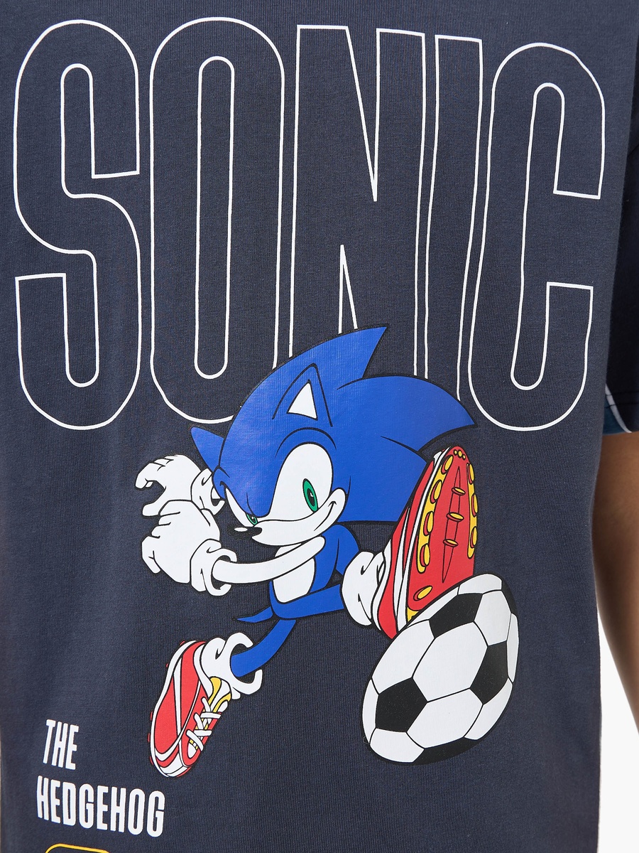 Round Neck Short Sleeves T-Shirt and Shorts Set with Sonic Print