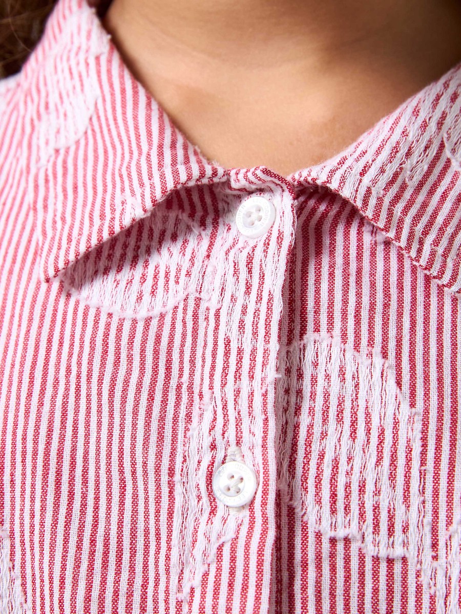 Collared Short Sleeves Shirt and Shorts Set with Stripes