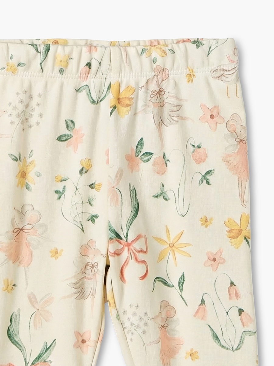 Cotton Round Neck Long Sleeves Pyjama Set with Botanical Print