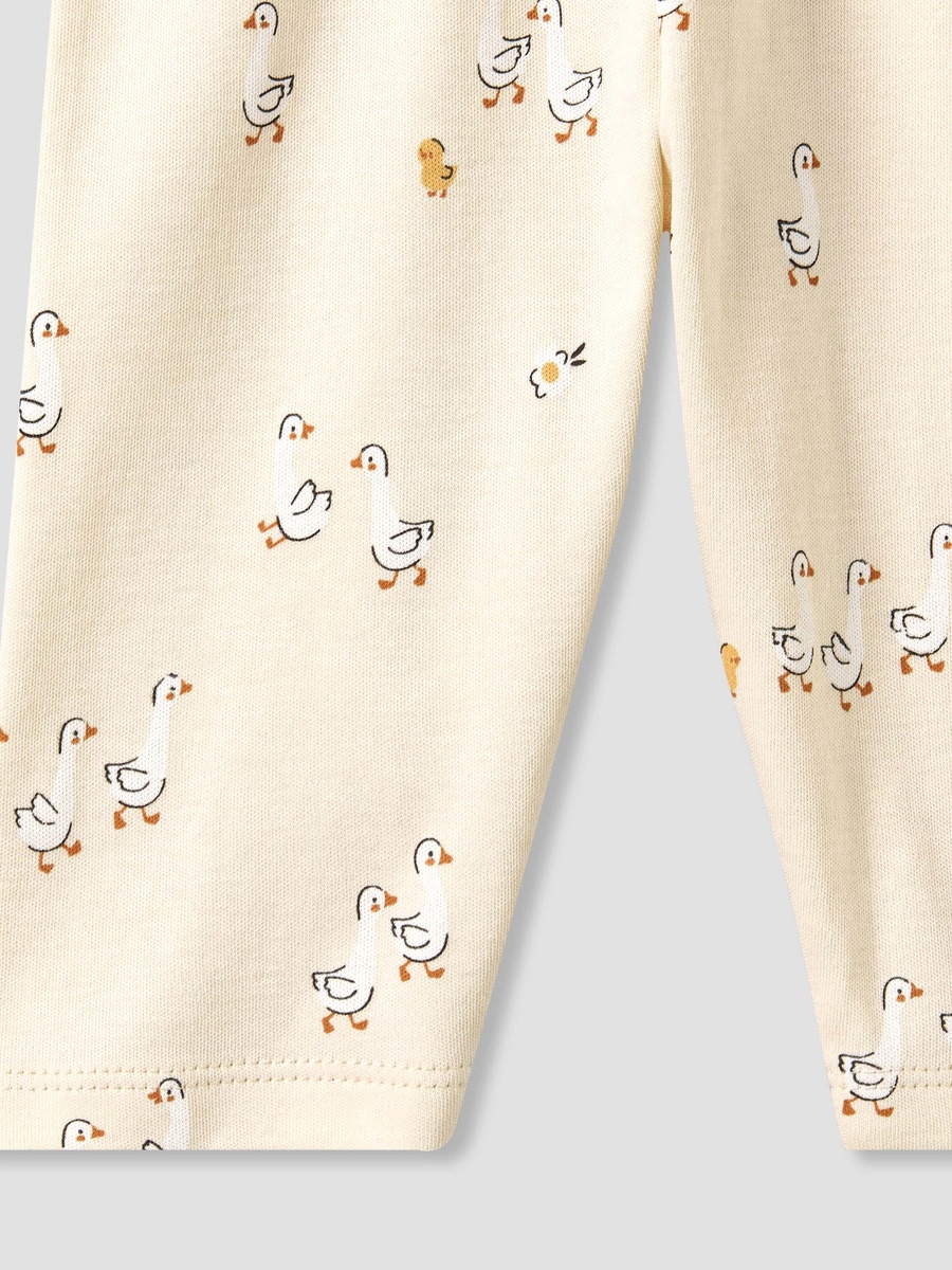 Cotton Collared Long Sleeves Pyjama Set with Duck Print