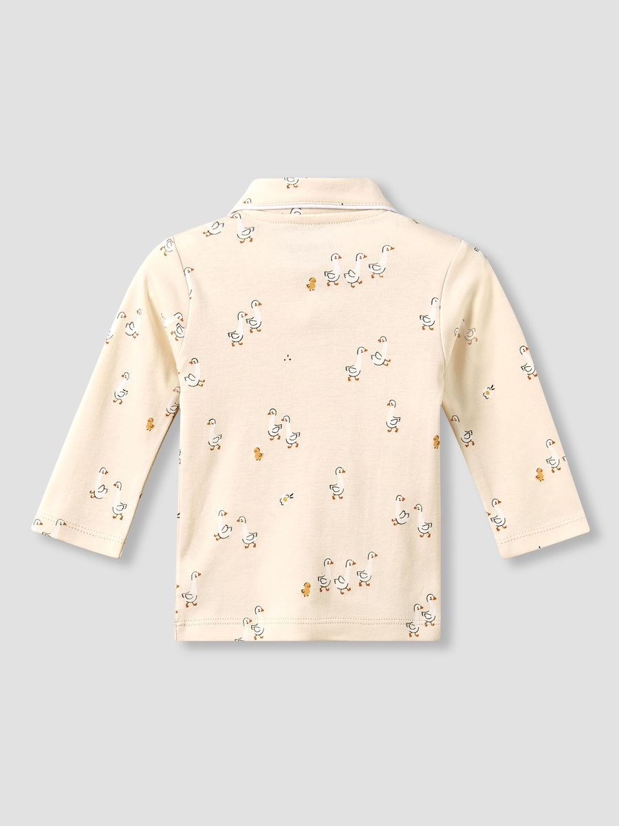 Cotton Collared Long Sleeves Pyjama Set with Duck Print