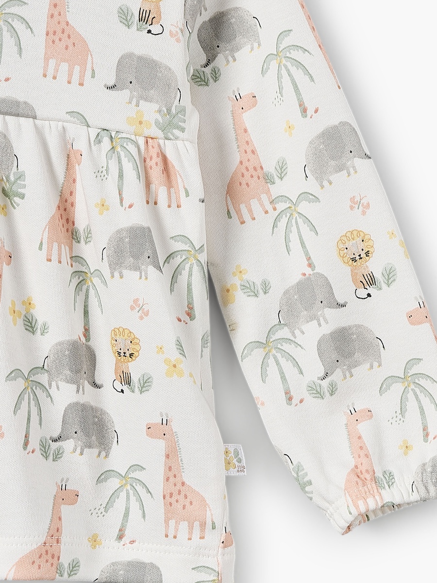 Cotton Round Neck Long Sleeves Pyjama Set with Safari Print