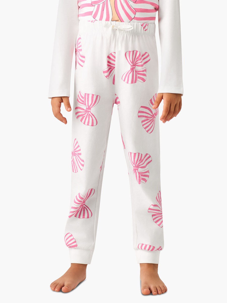 Cotton Crew Neck Long Sleeves Pyjama Set with Bear Print
