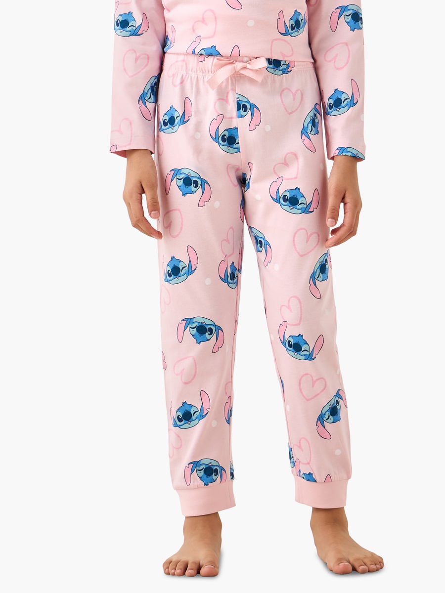Pack of 2 Cotton Round Neck Long Sleeves Pyjama Set with Stitch Print