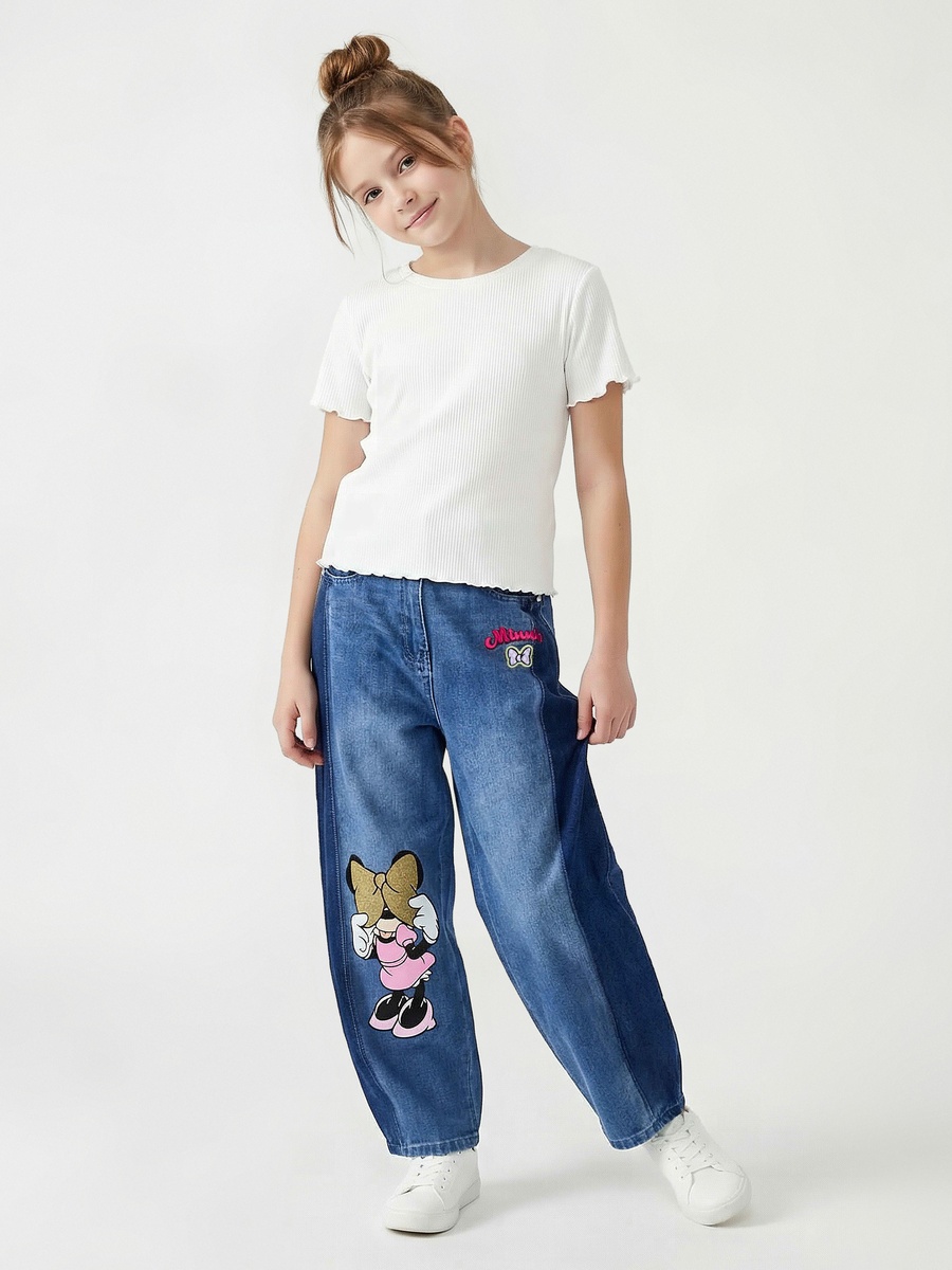 Mid Rise Jeans with Minnie Mouse Print