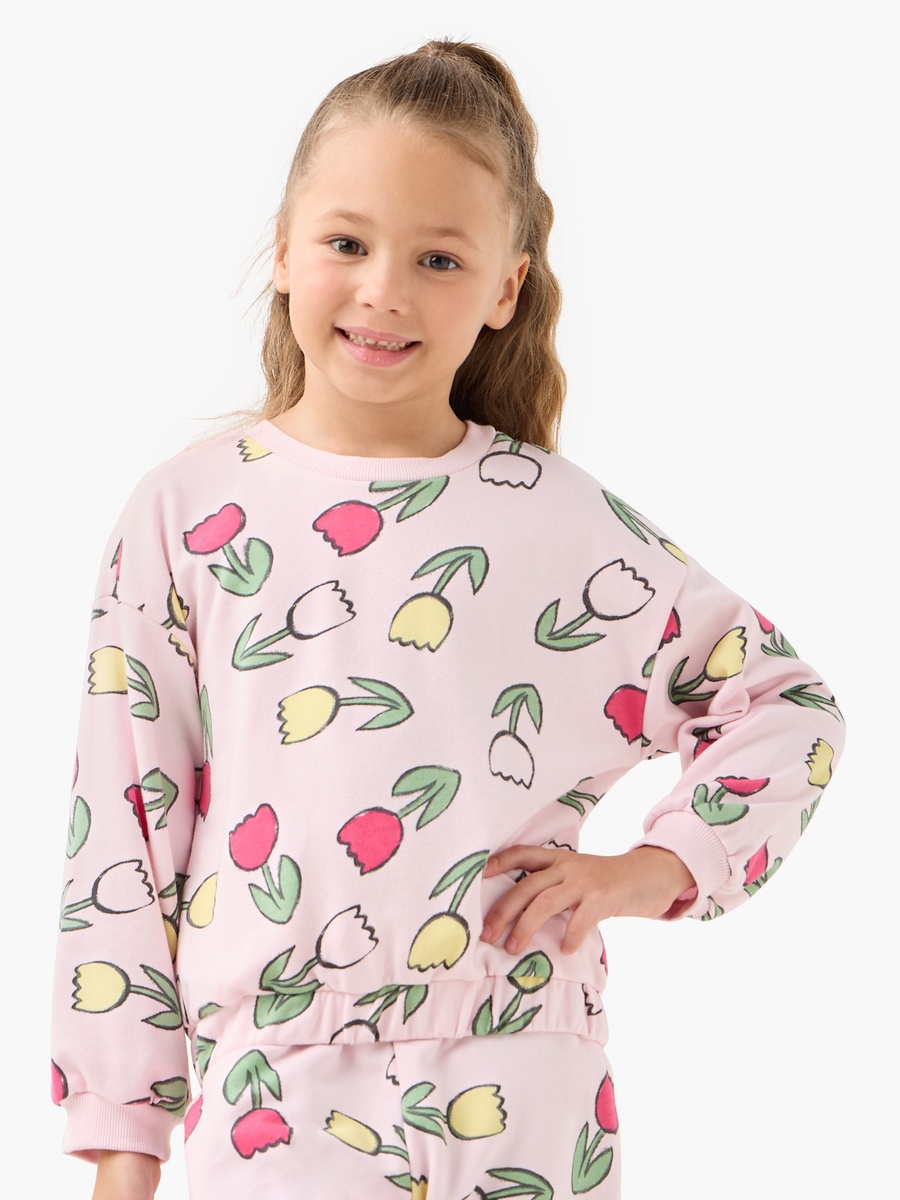 Floral Print Pullover with Crew Neck