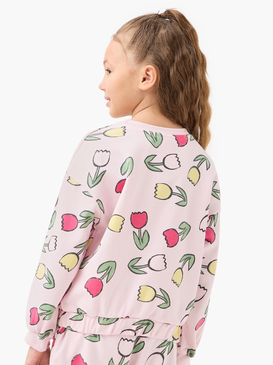 Floral Print Pullover with Crew Neck