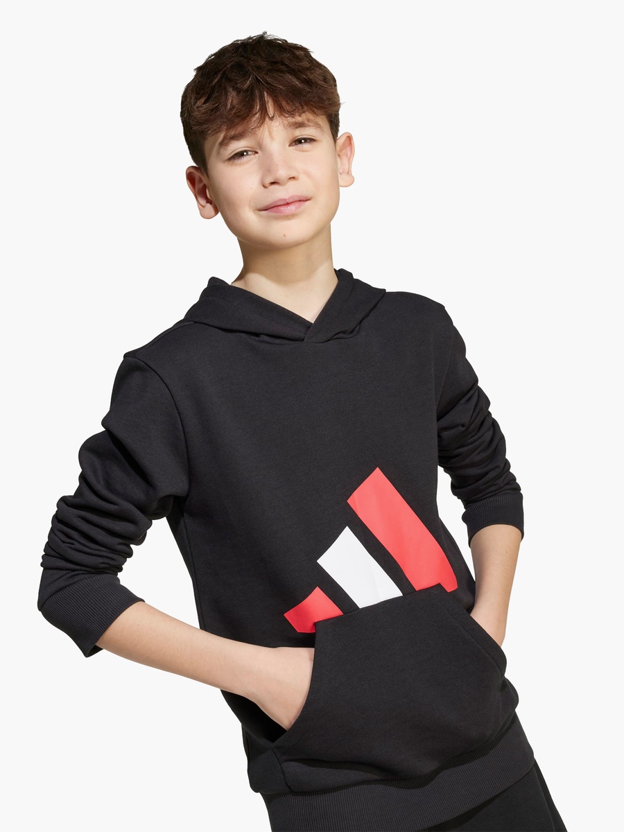Boys Hooded Sweatshirt with Logo Print and Long Sleeves