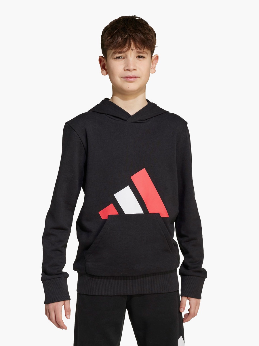 Boys Hooded Sweatshirt with Logo Print and Long Sleeves