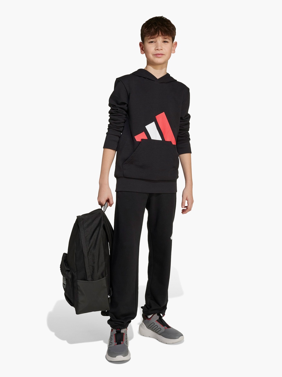 Boys Hooded Sweatshirt with Logo Print and Long Sleeves