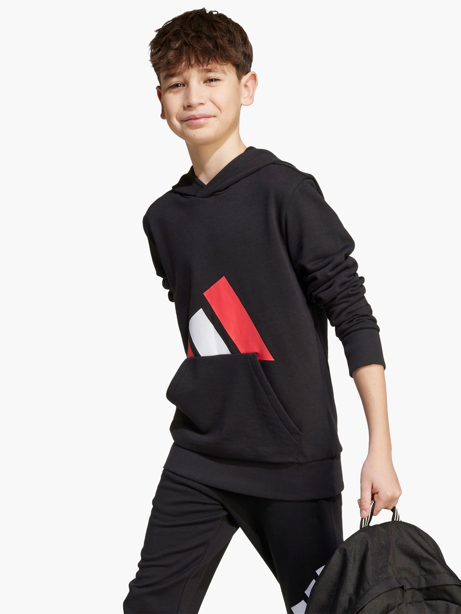 Boys Hooded Sweatshirt with Logo Print and Long Sleeves
