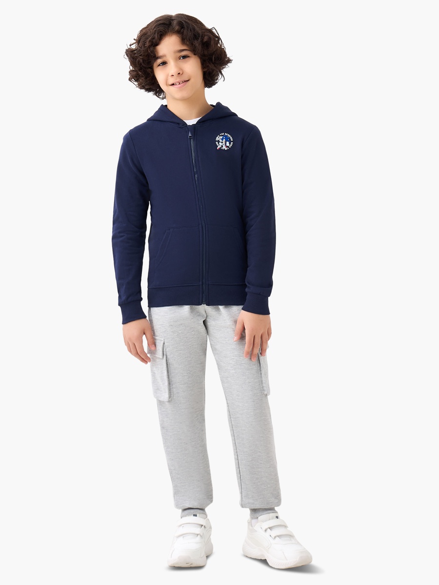 Hooded Long Sleeves Jacket with Sonic the Hedgehog Print