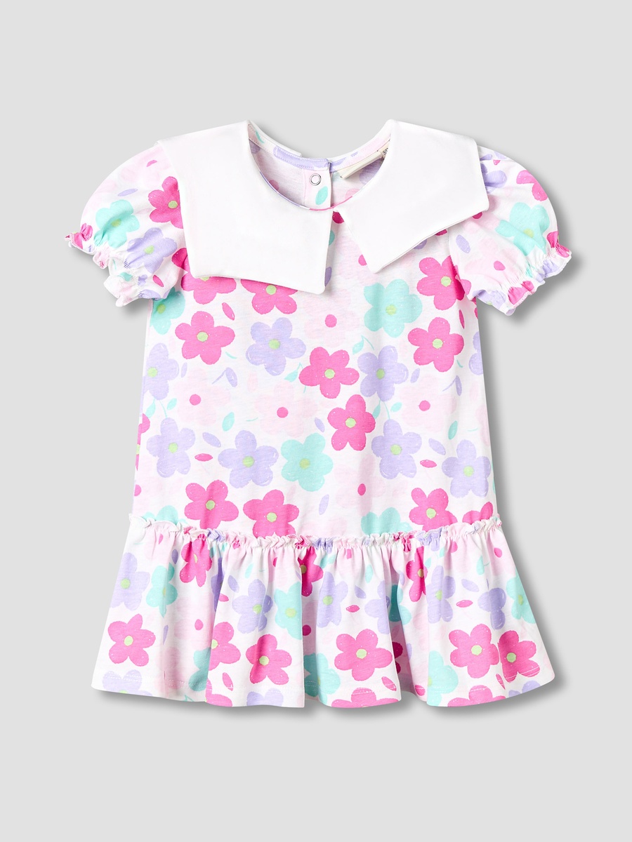 Pack of 2 Short Sleeves Drop Waist Dress with Floral Print