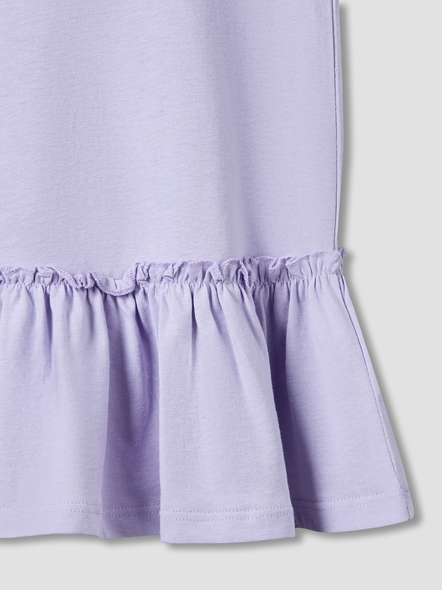 فستان بطول الركبة بياقة مستديرة وأكمام قصيرة بطبعات بط - عبوة من قطعتين