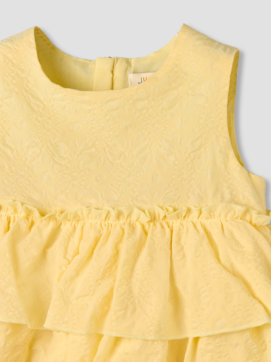 Round Neck Sleeveless Dress with Ruffles