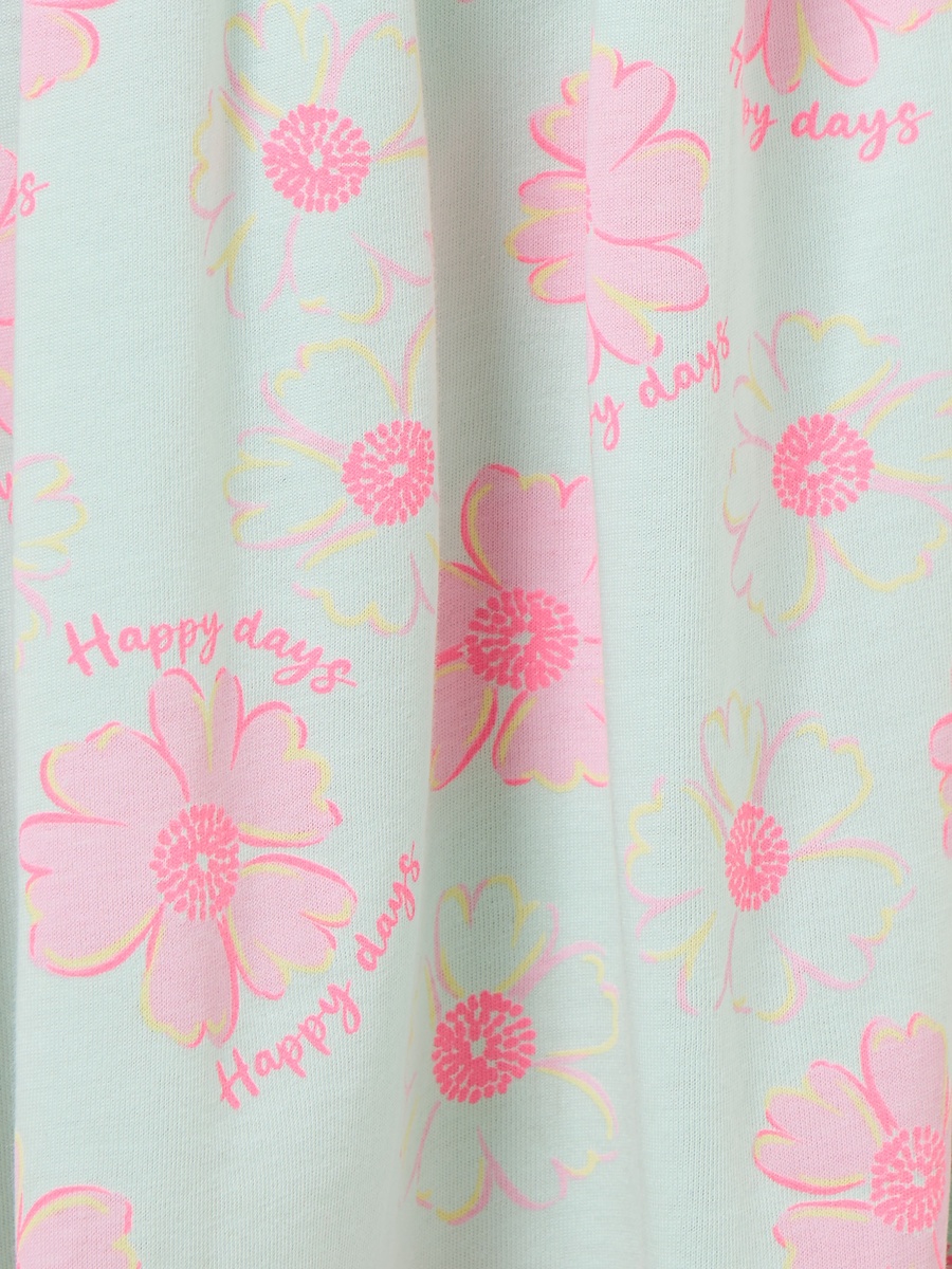 Round Neck Short Sleeves Knee Length A-Line Dress with Floral Print