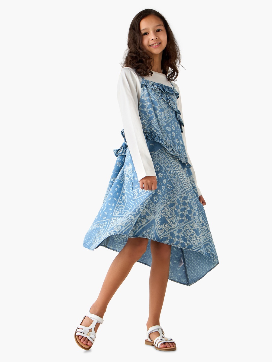 Round Neck Long Sleeves A-Line Dress with Top
