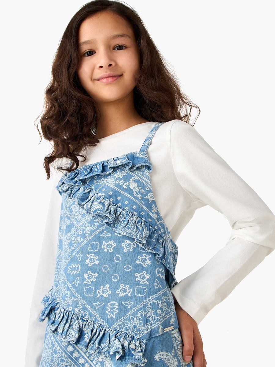 Round Neck Long Sleeves A-Line Dress with Top