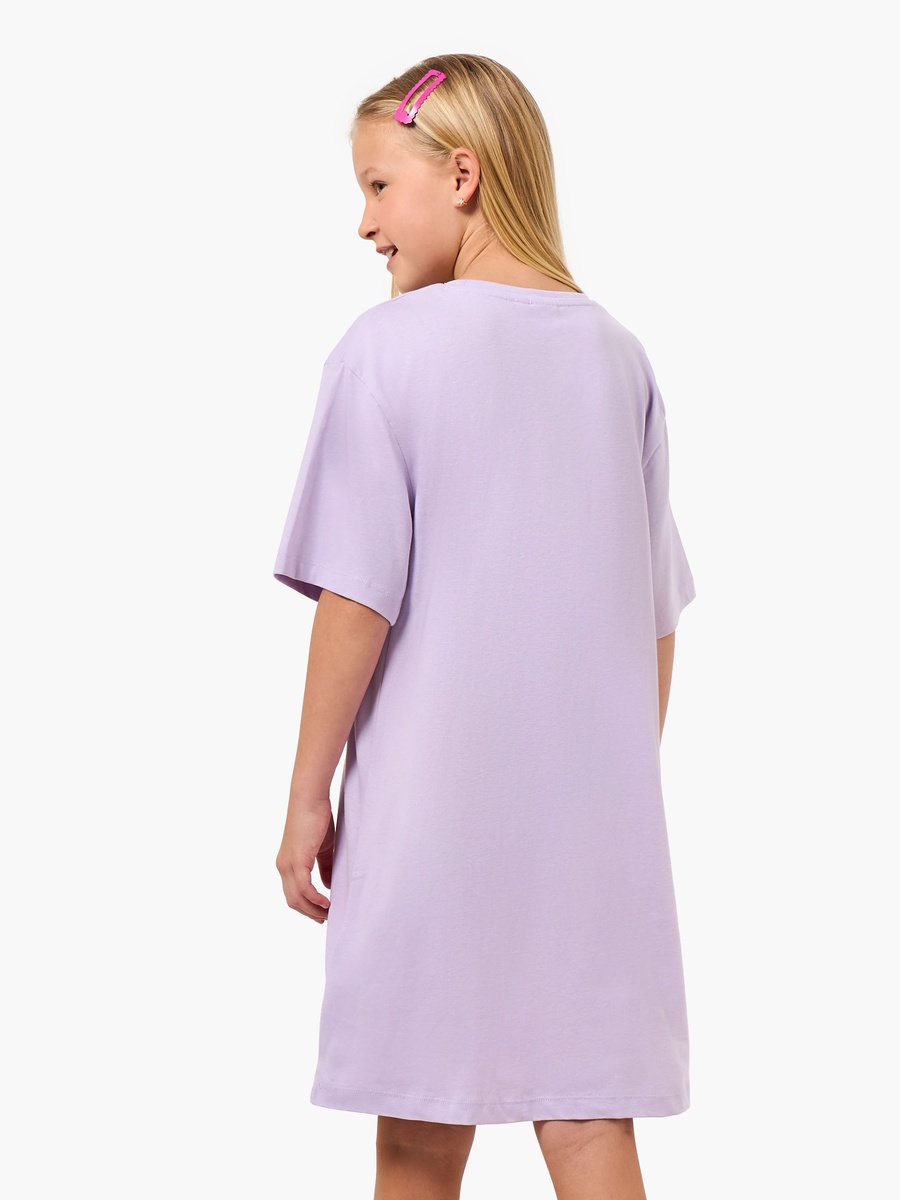 Round Neck Short Sleeves Knee Length Shift Dress with Cinderella Print