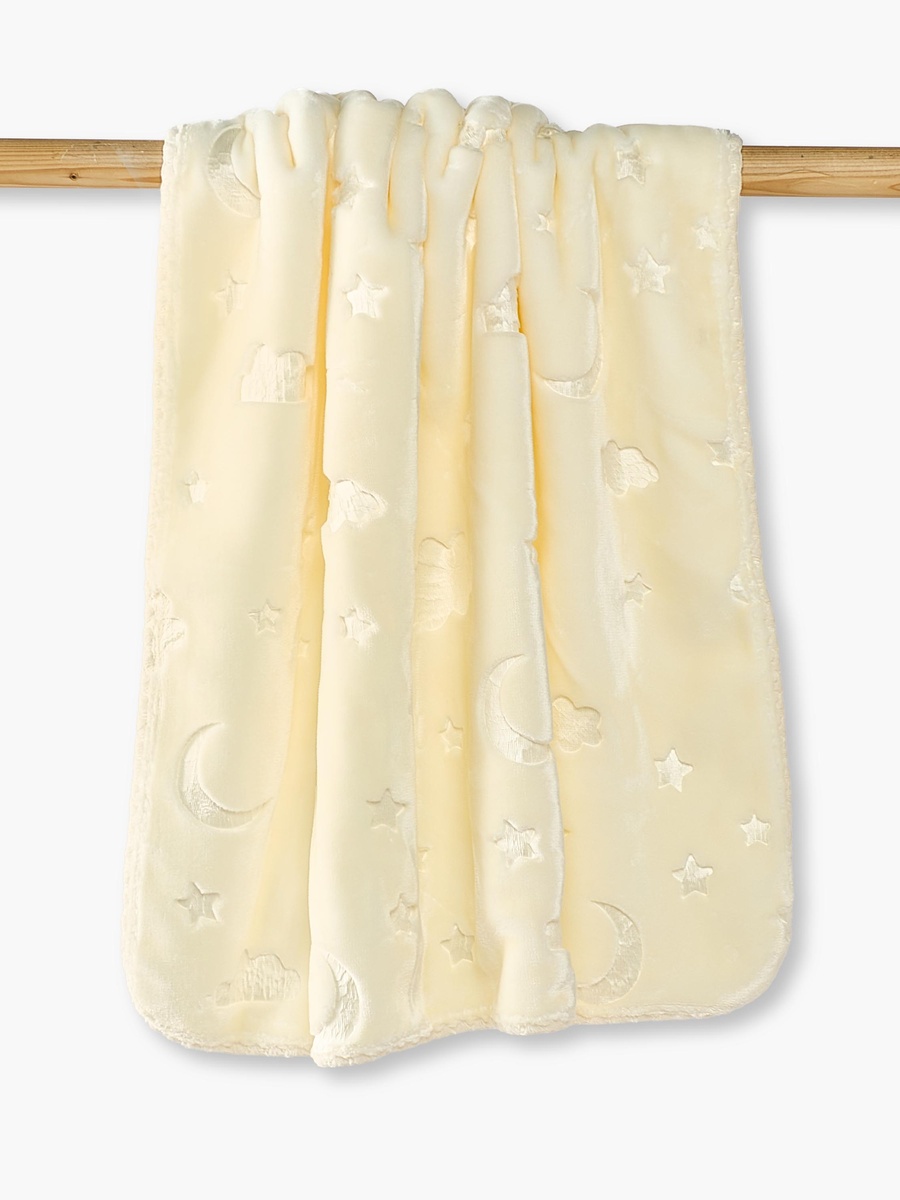 Receiving Blanket with Embossed Moon and Star - 80x100 cm