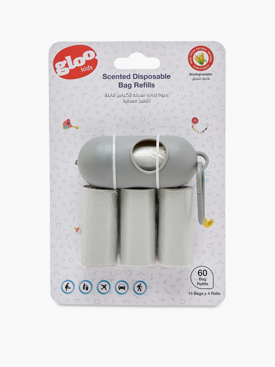 15-Piece Diaper Disposal Bag Refill with Dispenser - Set of 4