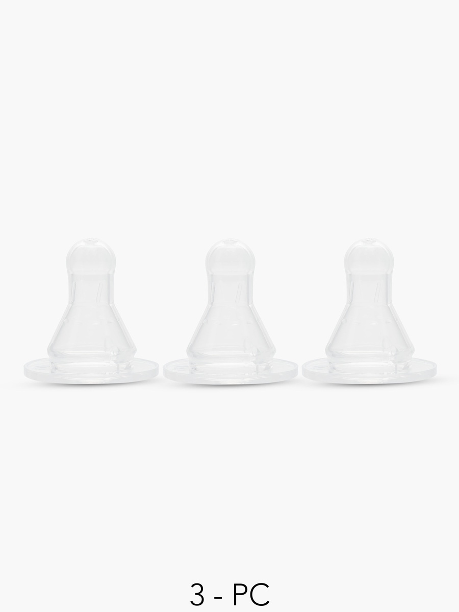 Pack of 3 Silicone Nipple with Anti-Colic Valve - 6 months+