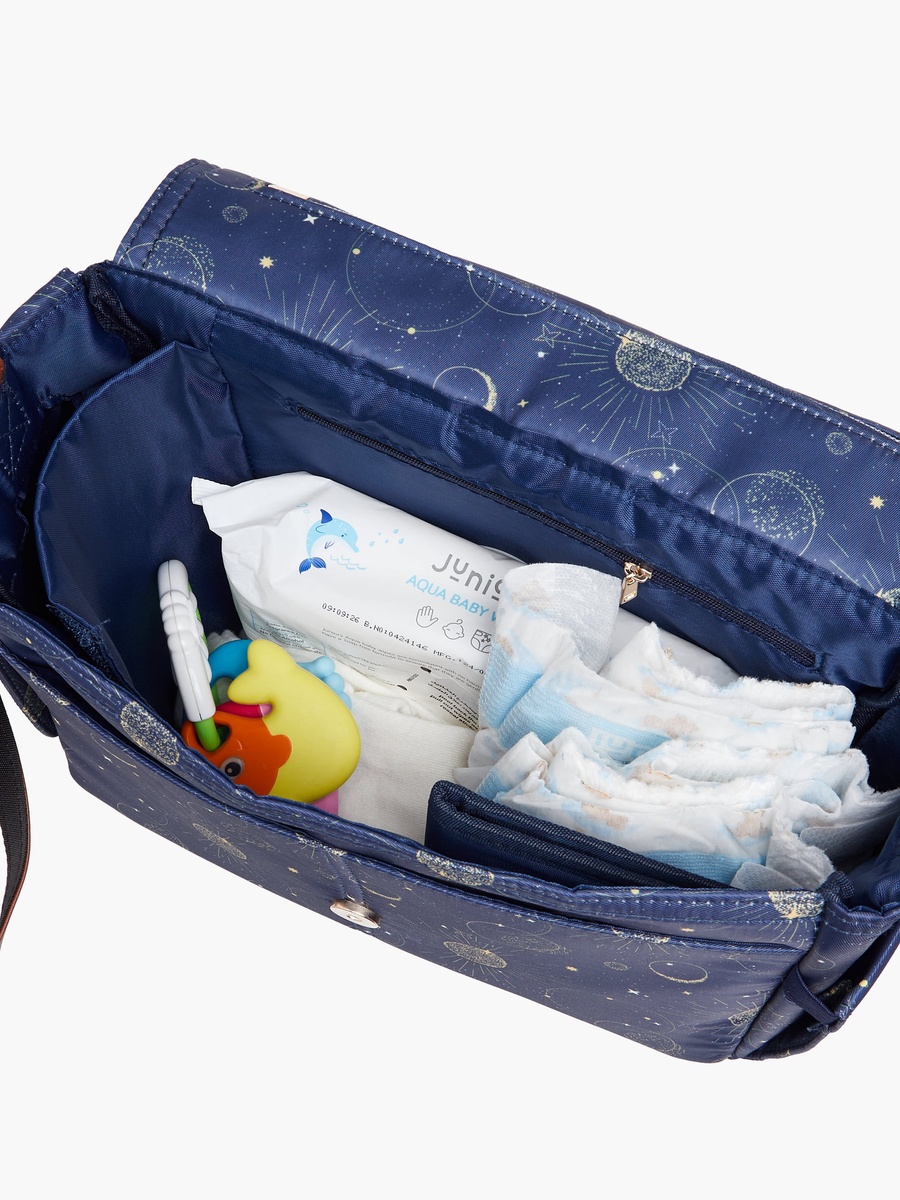 Space Print Diaper Bag with Changing Mat