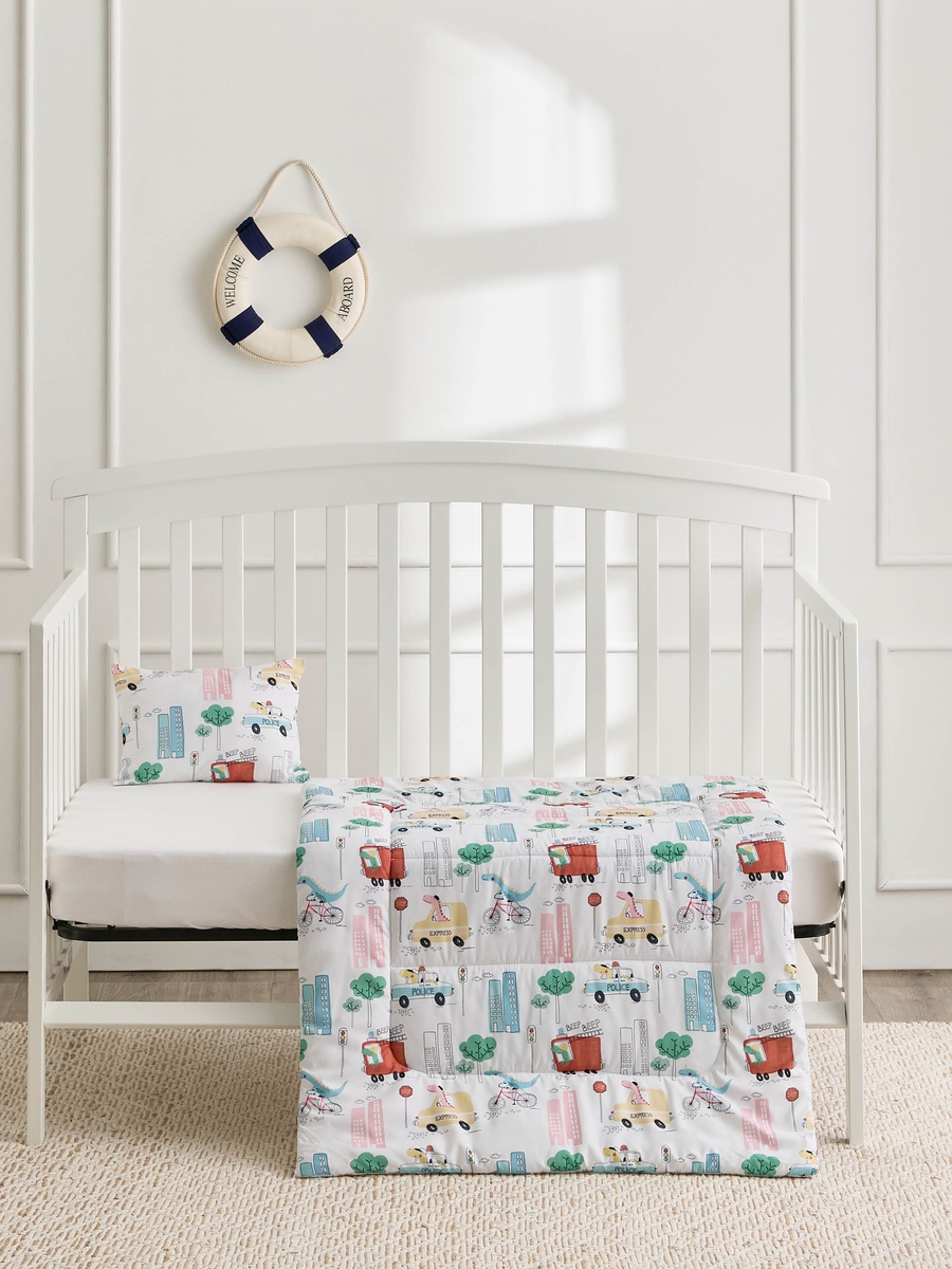 Baby Bedding Set with Dinosaur Print - 90x130 cm