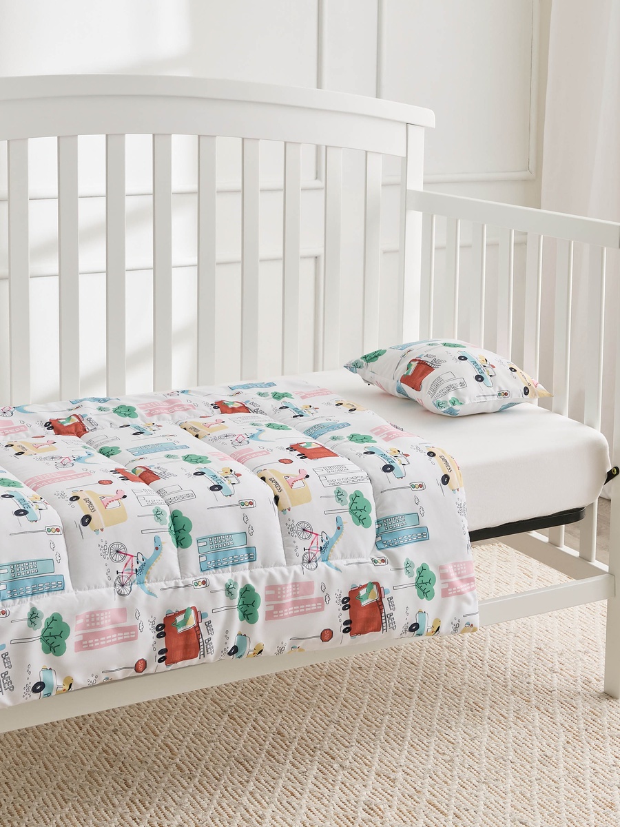 Baby Bedding Set with Dinosaur Print - 90x130 cm