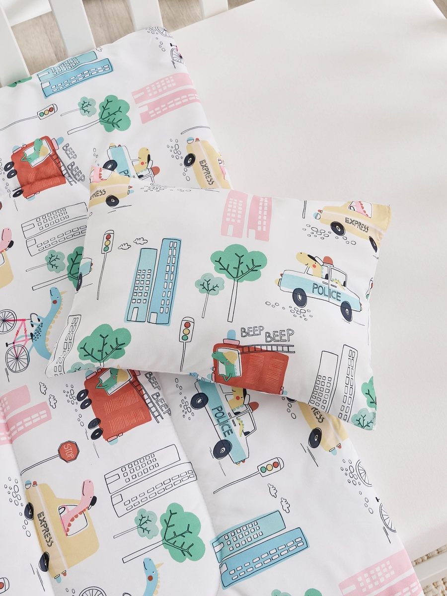 Baby Bedding Set with Dinosaur Print - 90x130 cm