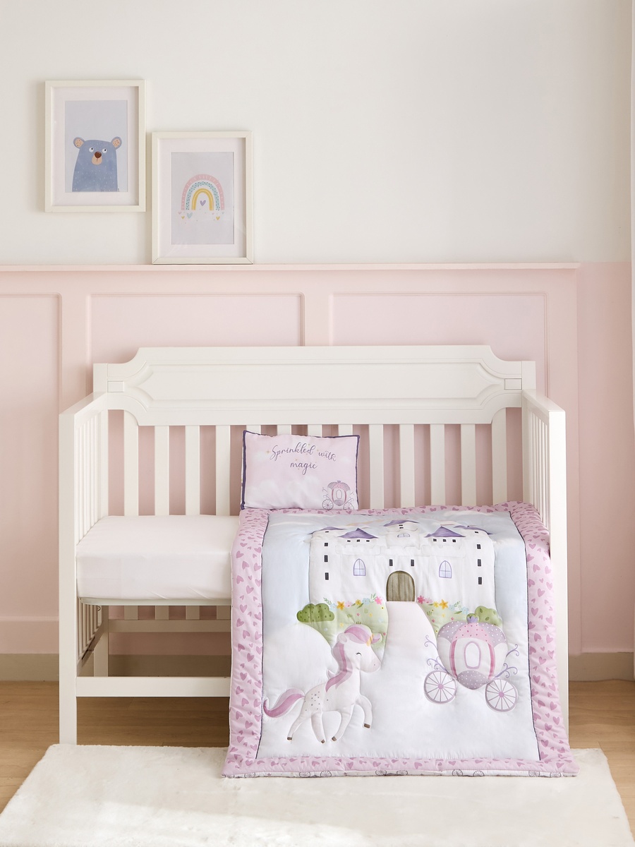 Baby Bedding Set with Unicorn Kingdom Print - 90x130 cm
