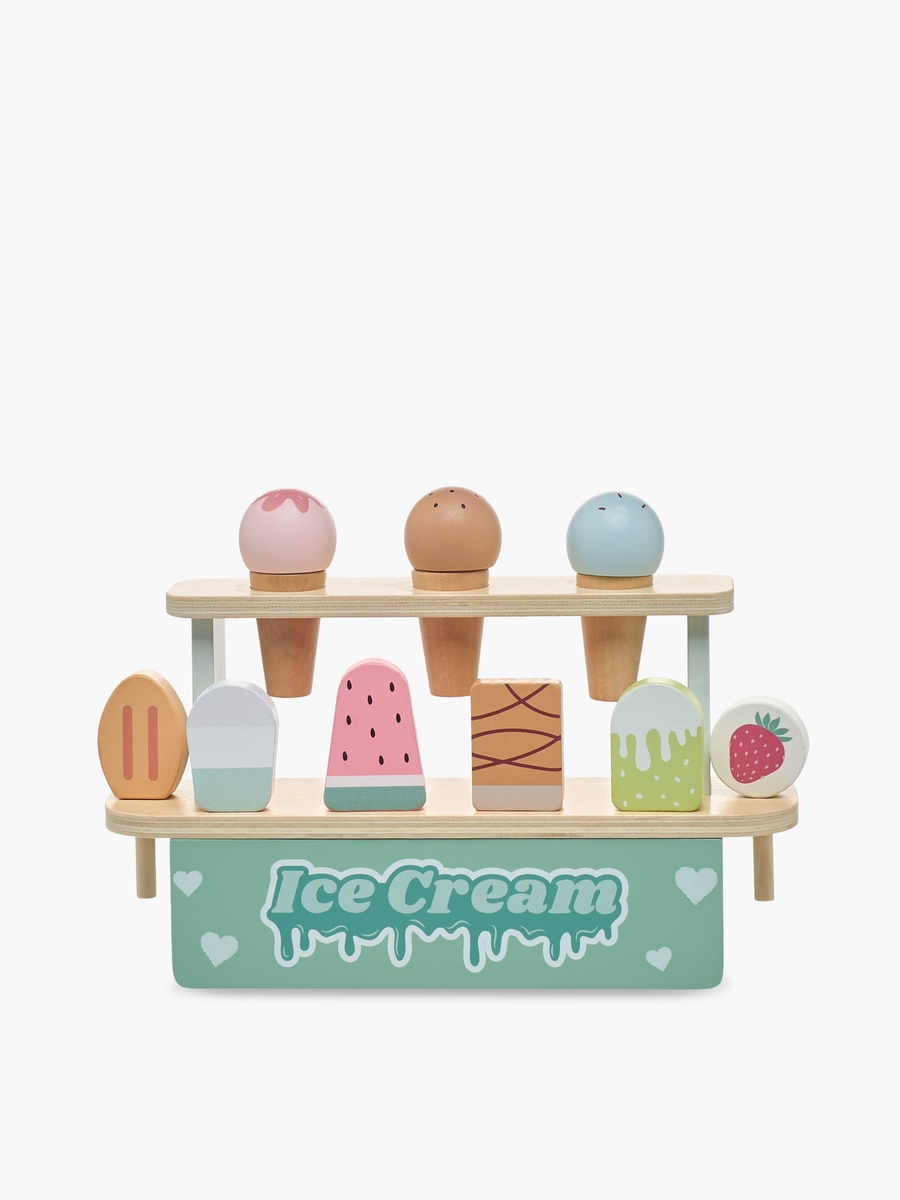 13-Piece Wooden Ice Cream Shop Playset