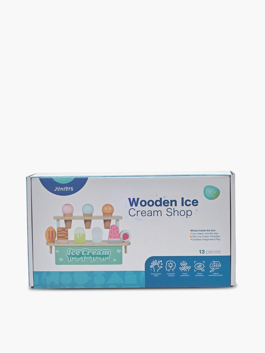13-Piece Wooden Ice Cream Shop Playset