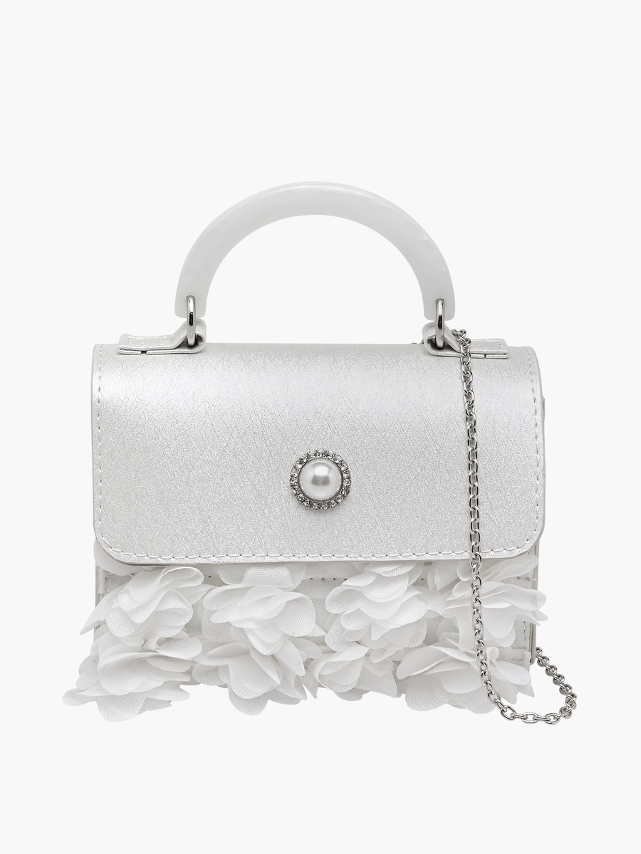 Satchel Bag with Floral Embellishment