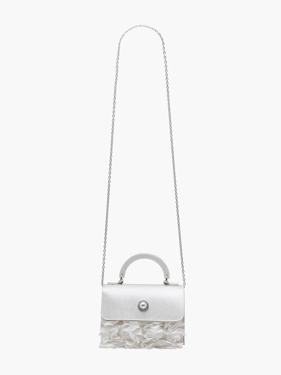 Satchel Bag with Floral Embellishment
