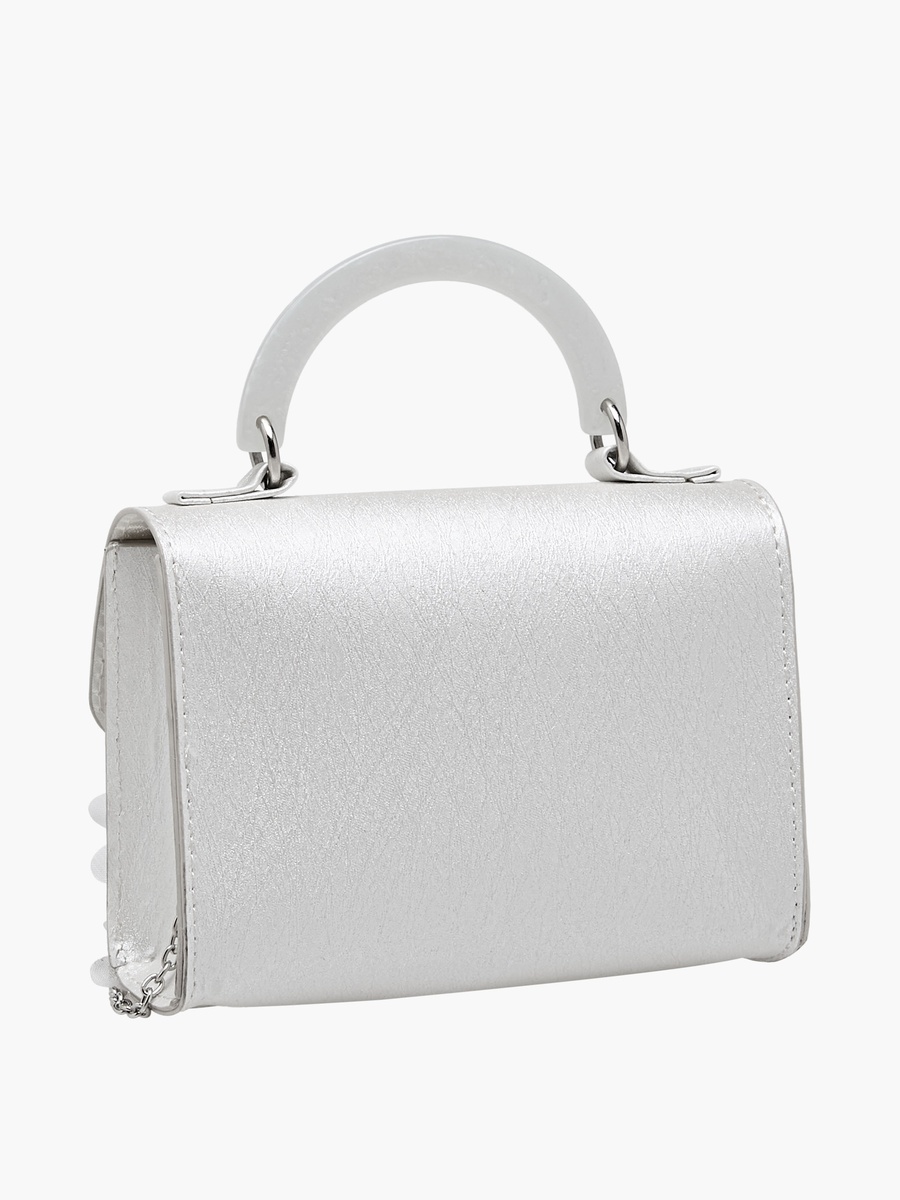 Satchel Bag with Floral Embellishment