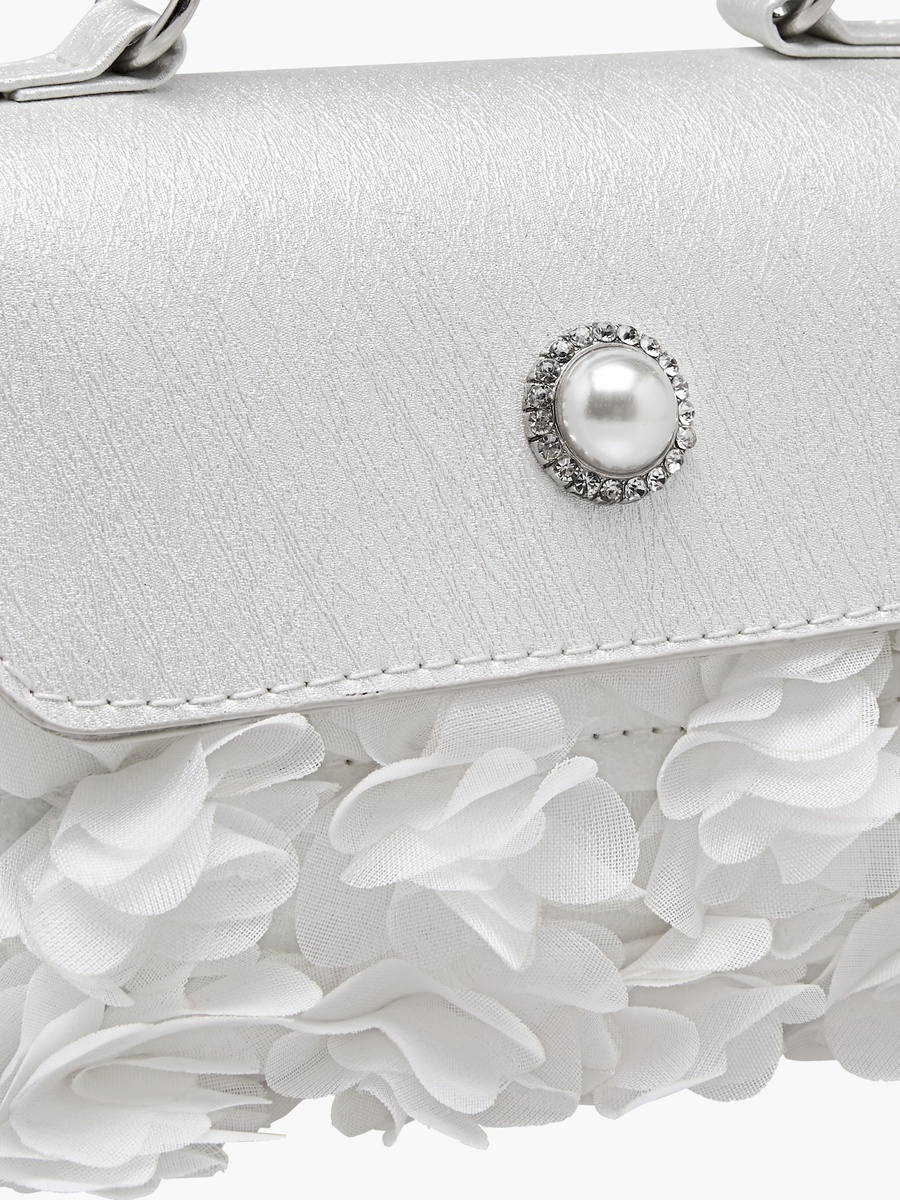 Satchel Bag with Floral Embellishment