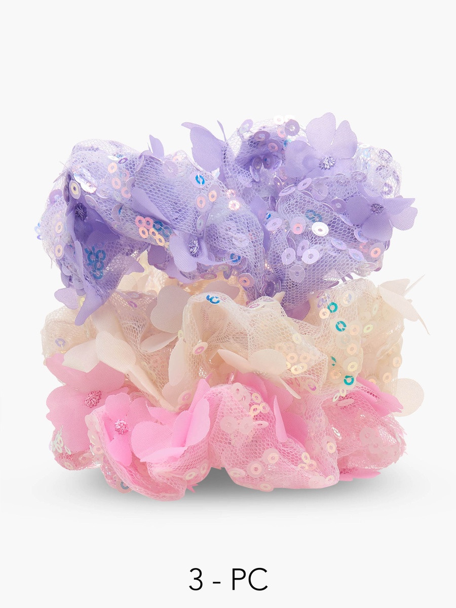 Pack of 3 Scrunchie with Sequin Detail