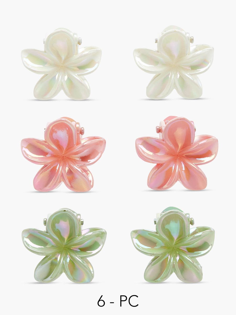 Pack of 6 Hair Clamp with Floral Shape