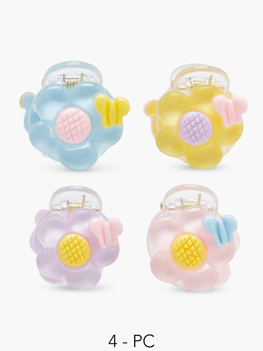 Pack of 4 Hair Clamp with Floral Design