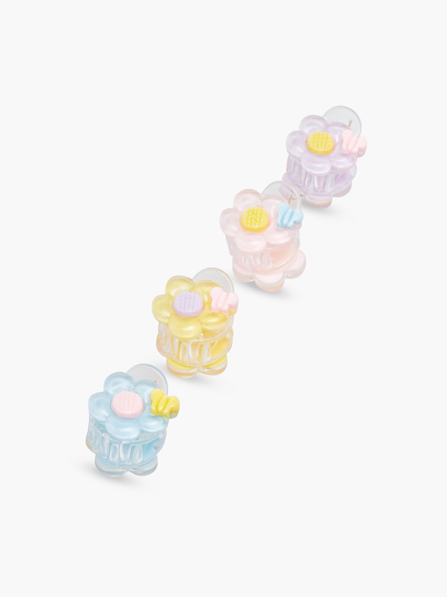 Pack of 4 Hair Clamp with Floral Design