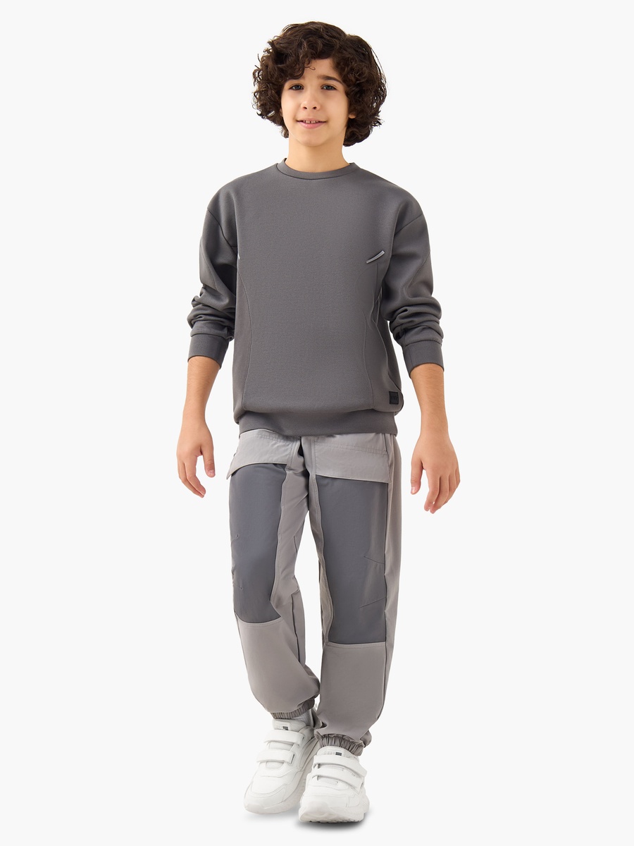 Boys Nylon Drawstring Waist Joggers with Panel Detail