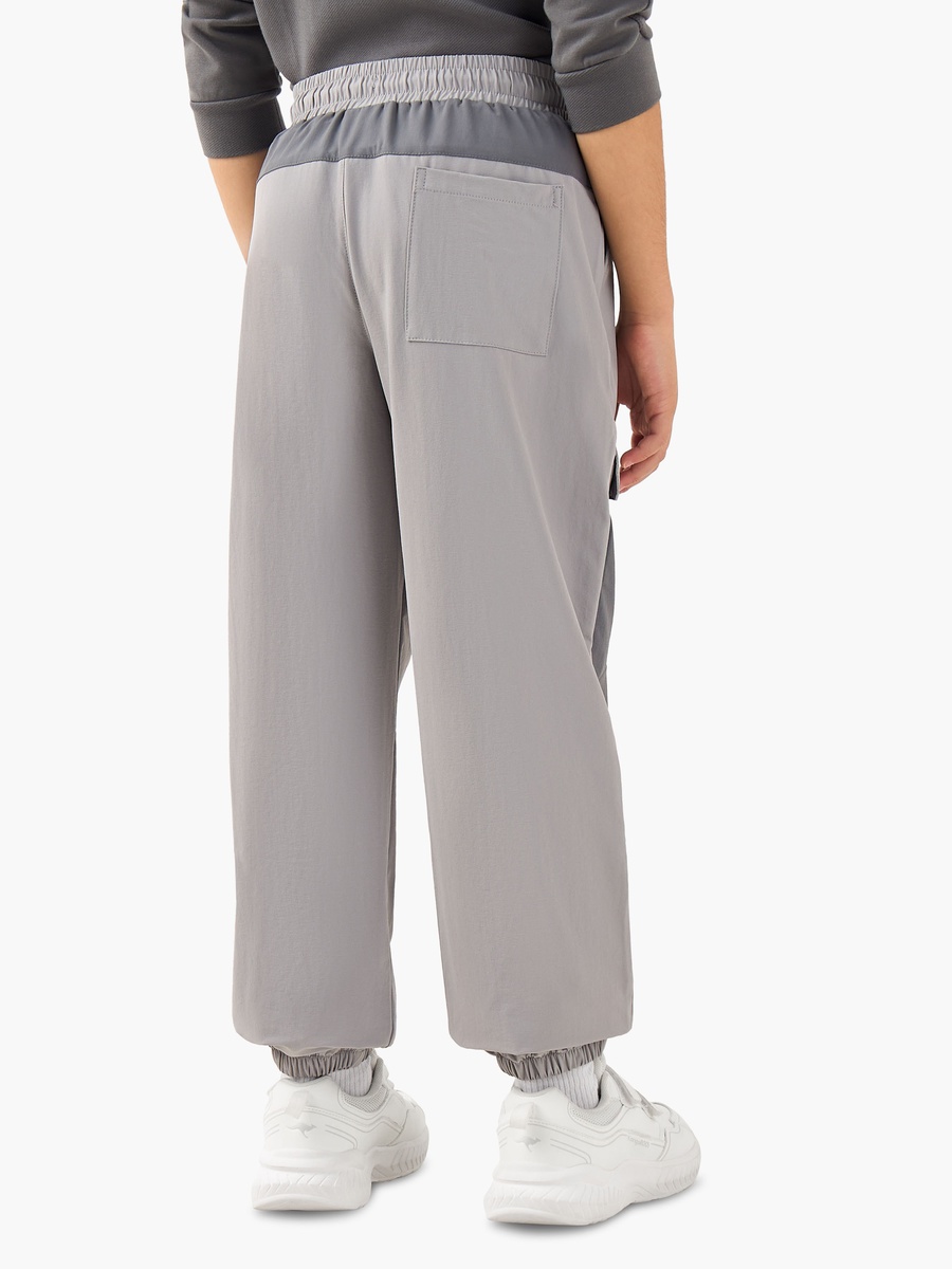 Boys Nylon Drawstring Waist Joggers with Panel Detail