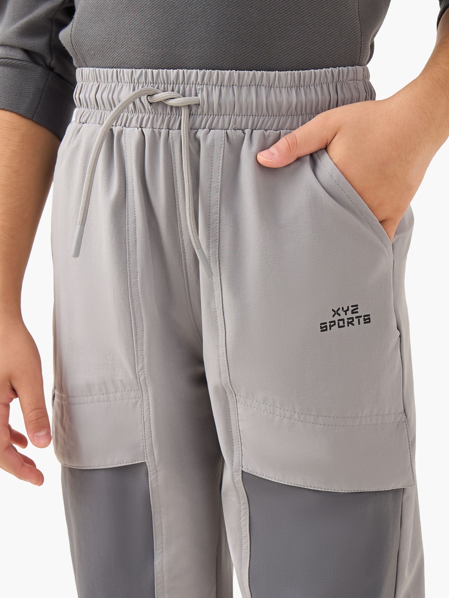 Boys Nylon Drawstring Waist Joggers with Panel Detail